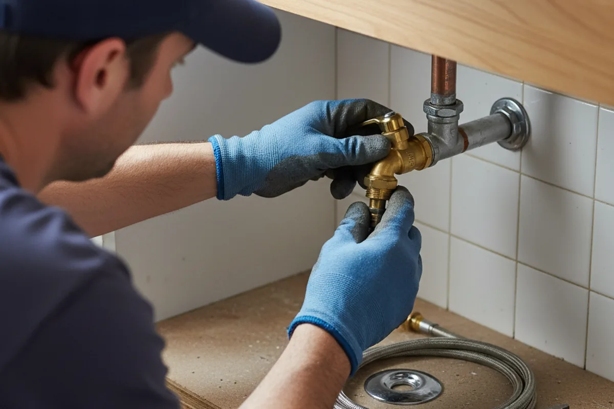 Shutoff valve and fitting work during Burst Pipe Repair in Middlebury